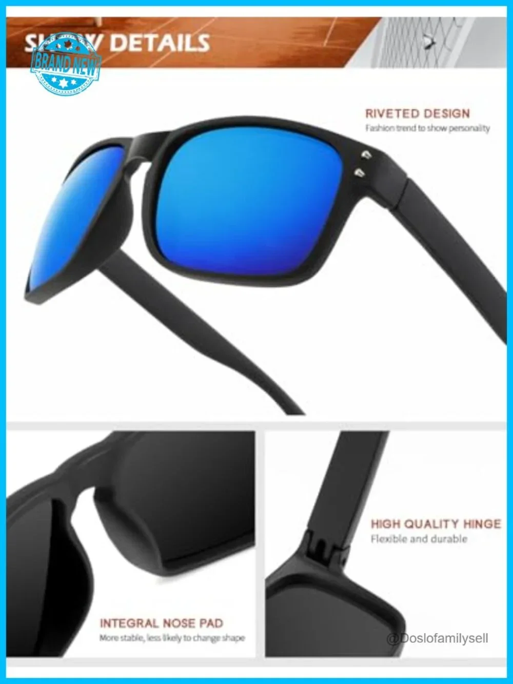 Polarized Sunglasses Unisex Retro Square Frame UV Protection Fishing Driving